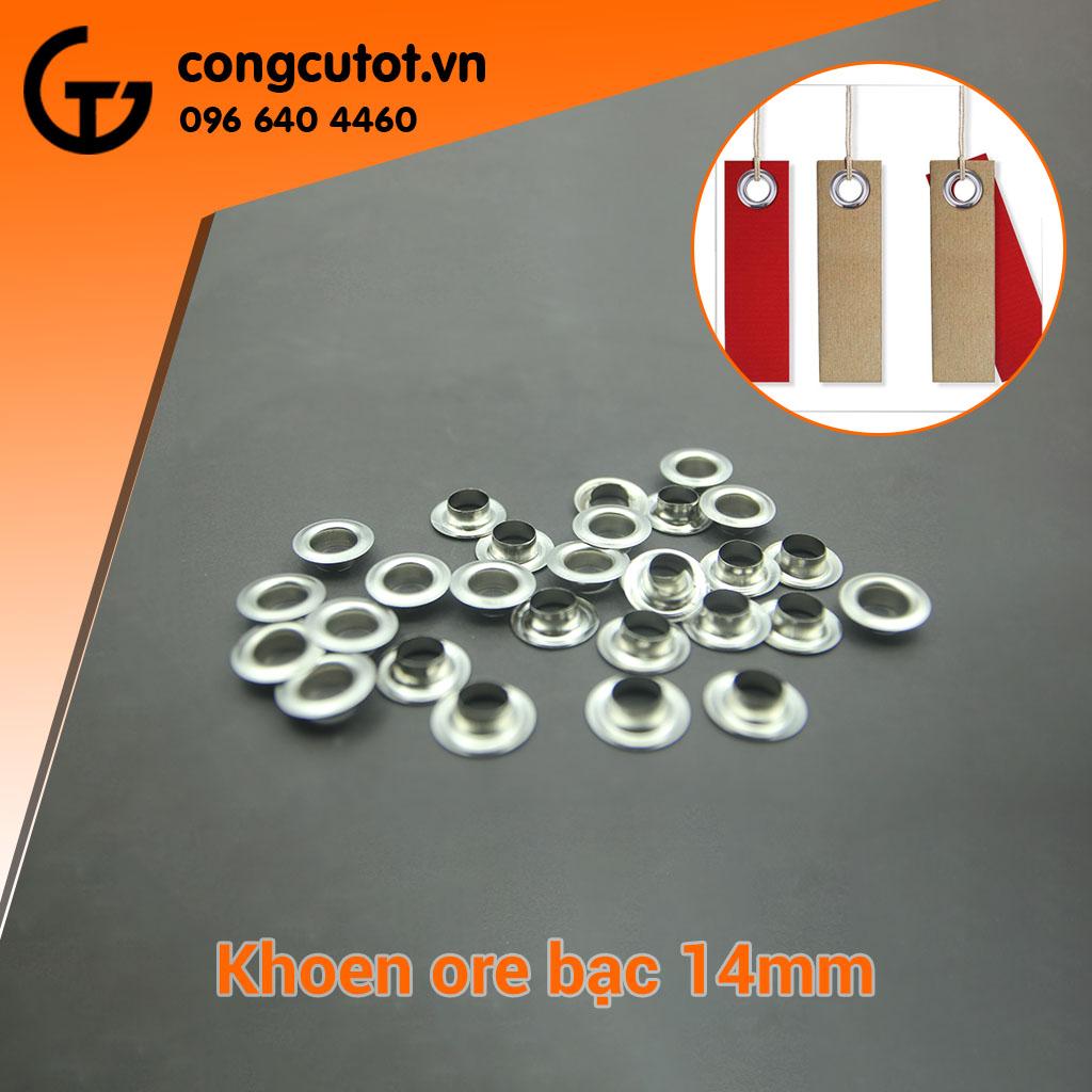 Khoen ore bạc 14mm túi 100 cặp ( mắt cáo)