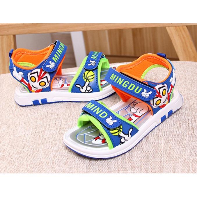 Dép sandal siêu nhân có đèn 3-7 tuổi- xanh