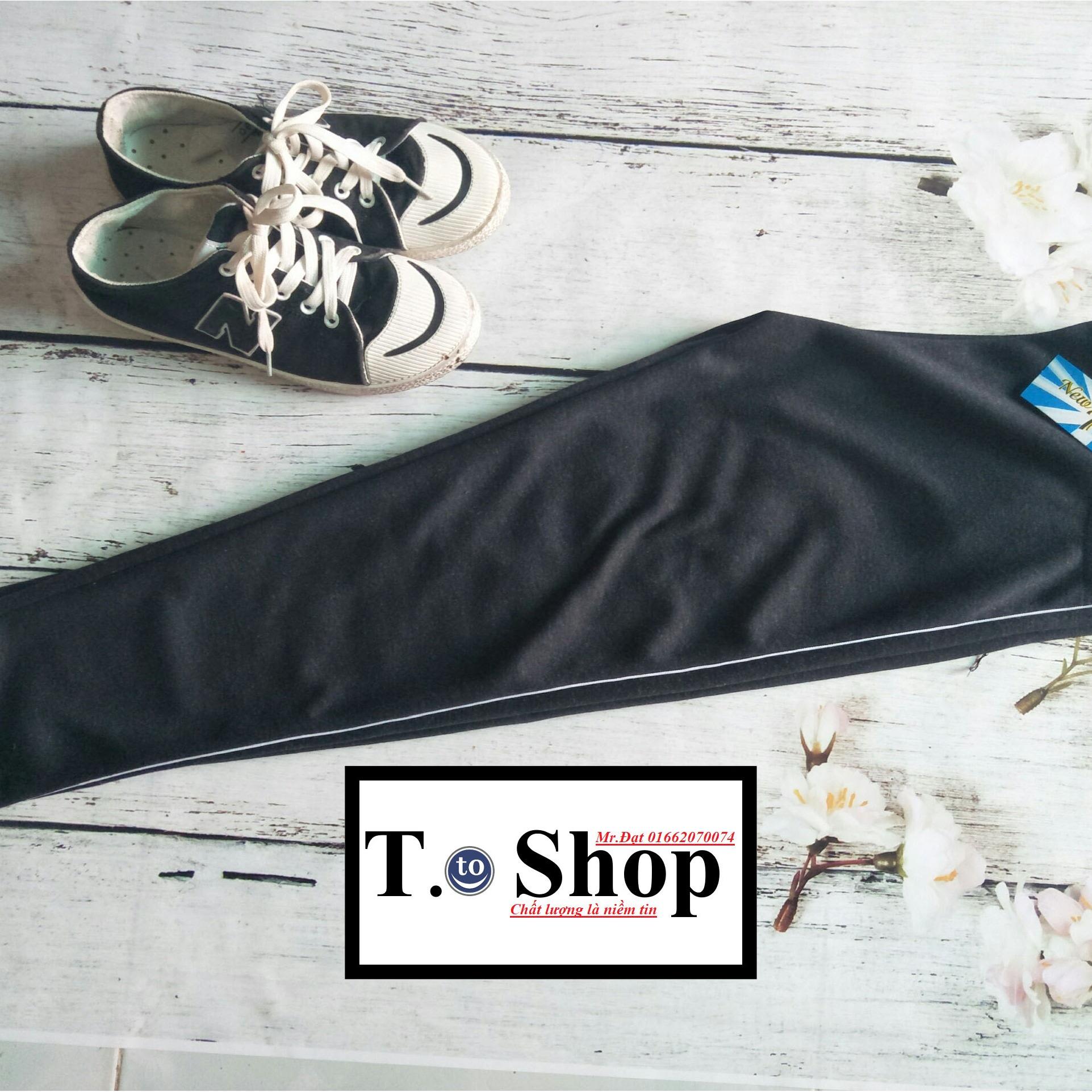 [HCM]Quần thun nữ - legging màu ĐEN BỤI (Ôm body viền sọc TRẮNG)