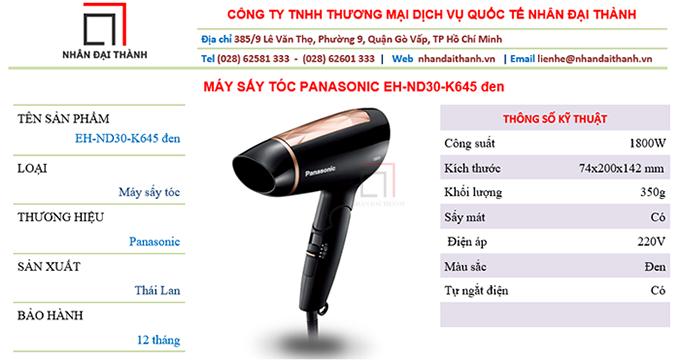 [HCM]Máy sấy tóc Panasonic EH-ND30-K645 đen