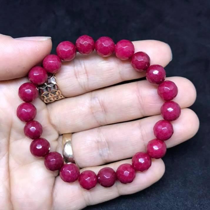 [HCM]VÒNG TAY HỒNG RUBY MÀI GIÁC 8LY
