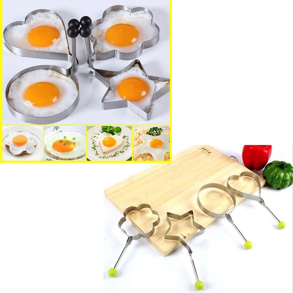 Combo 4 Khuôn gián trứng - Bộ 4 Khuôn Inox Tạo Hình Chiên Rán Trứng ( hình ngẫu nhiên )