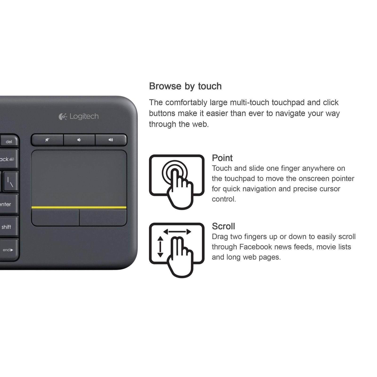 Bàn phím cảm ứng không dây Logitech K400 Plus TV