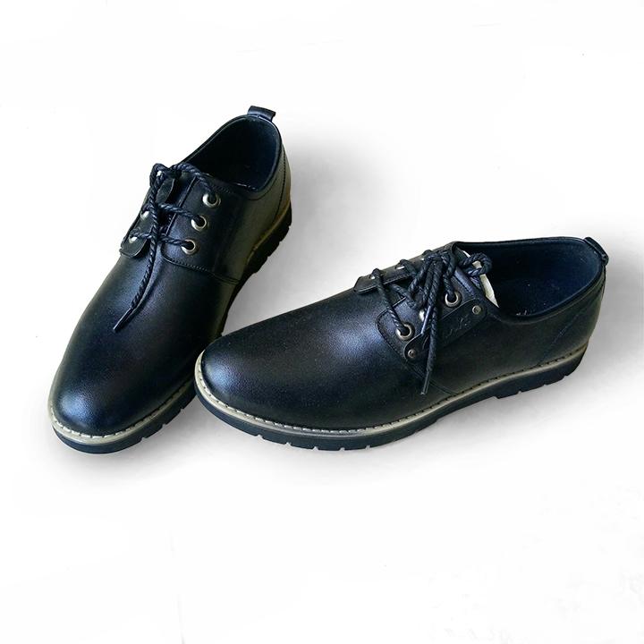Giày nam đế cao da trơn 3 lỗ nam hàng VNXK (ĐEN) chất liệu da bò