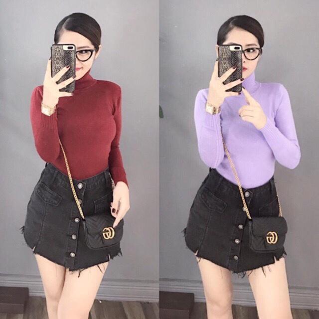Áo len trơn cổ lọ mềm ấm Chipxinhxk