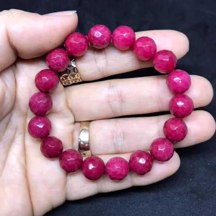 [HCM]VÒNG TAY HỒNG RUBY MÀI GIÁC 10LY