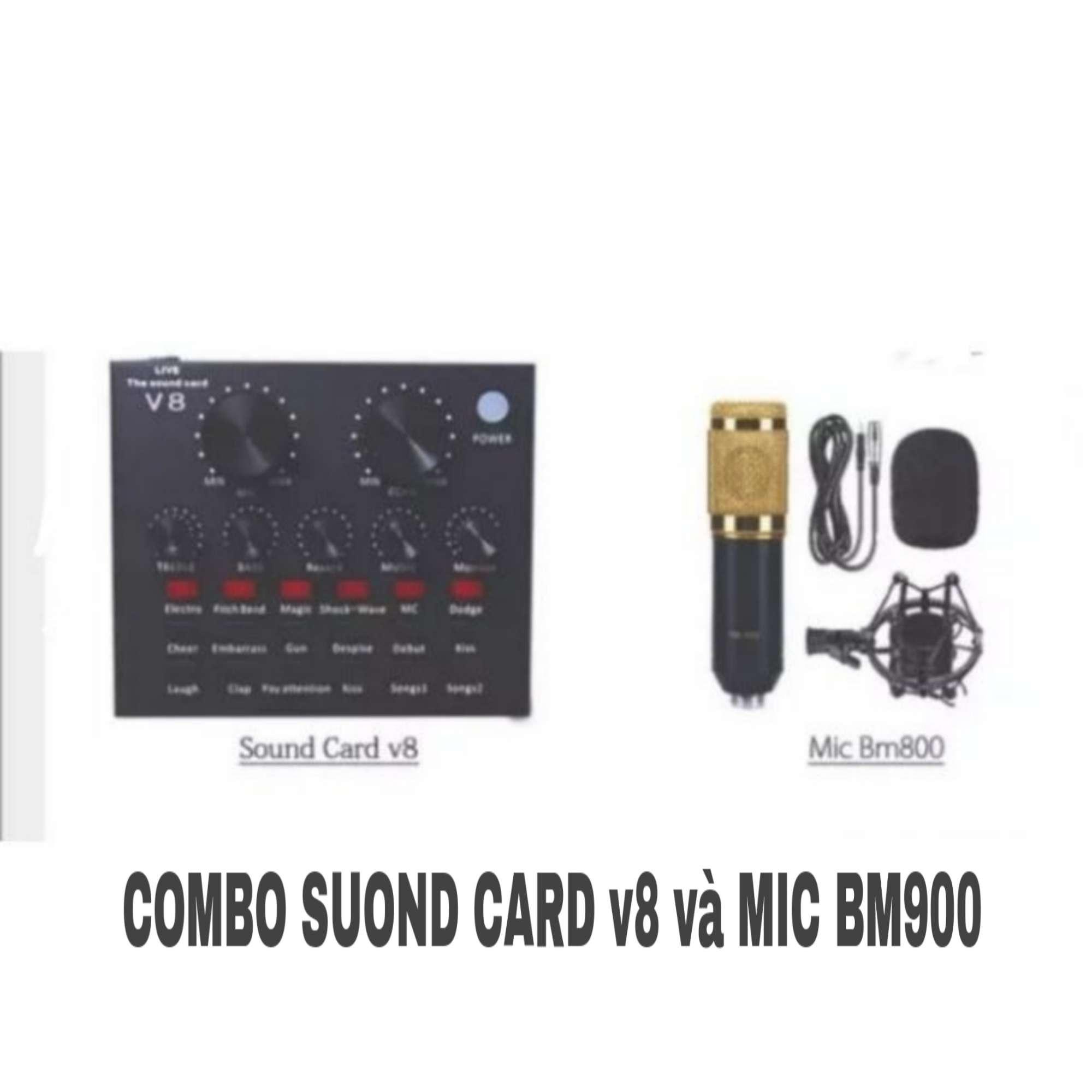 COMBO BỘ LIVESTREAM SUOND CARD v8 , MIC BM900