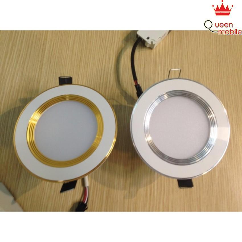 Bộ combo 10 bóng đèn led downlight âm trần 3 màu viền vàng công suất 7W