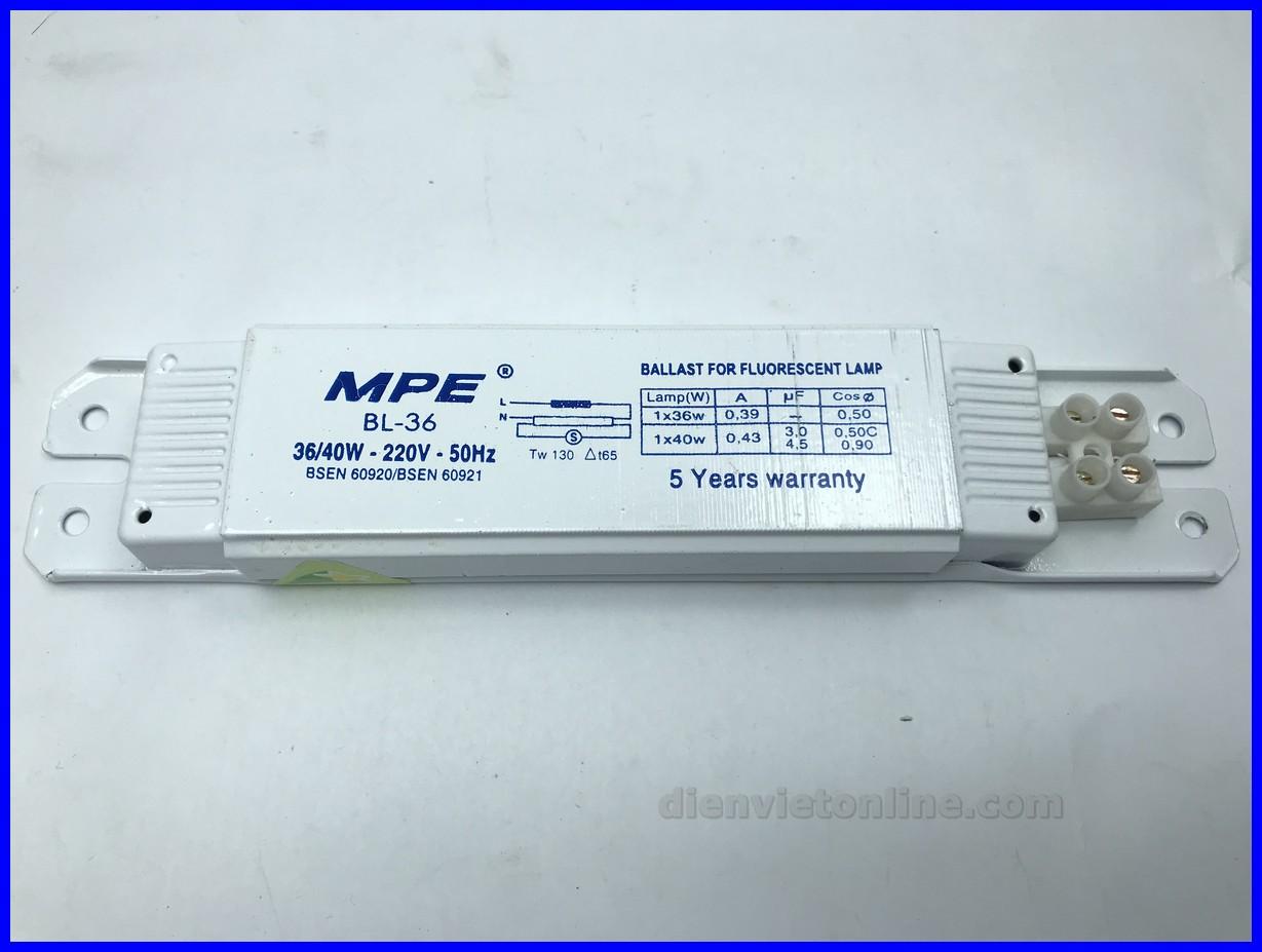 Tăng phô cơ 18W bóng tuýp huỳnh quang 6 tấc ( Balast chấn lưu ) MPE - Điện Việt