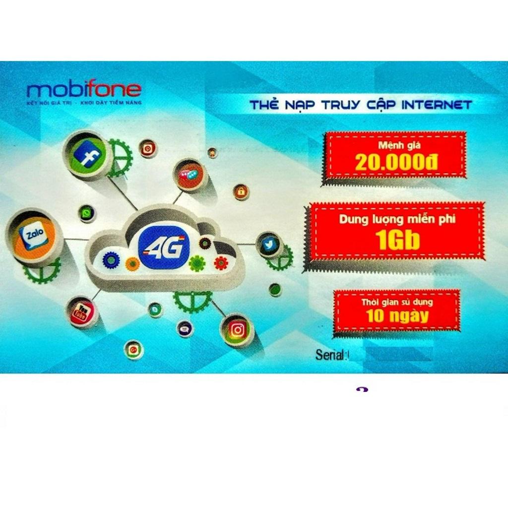 Combo 100 thẻ data 3G Mobifone loại 1Gb