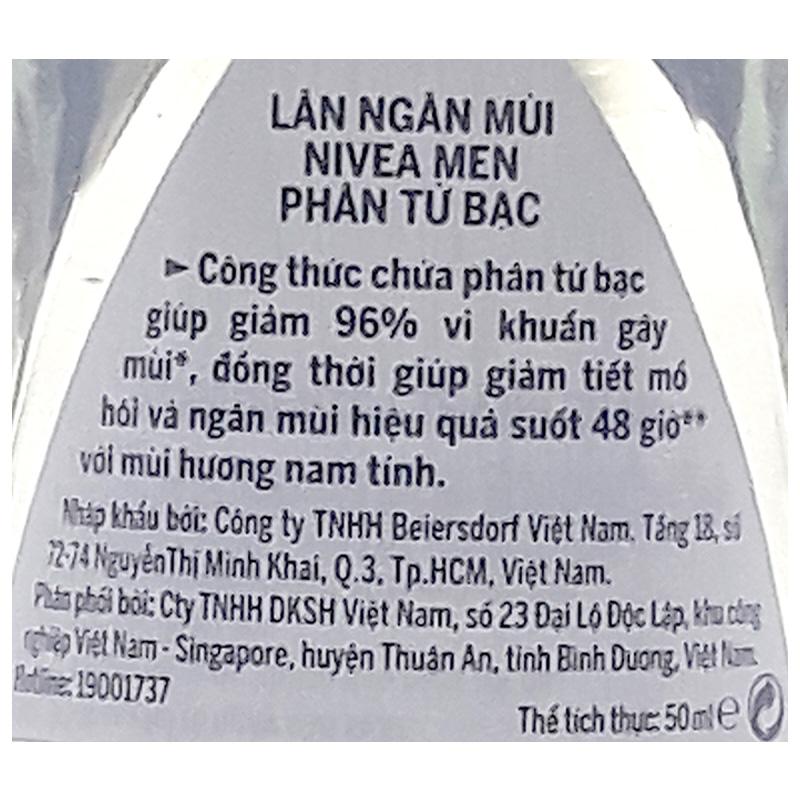 Lăn khử mùi Nivea Men Silver Protect Phân tử bạc chai 50ml