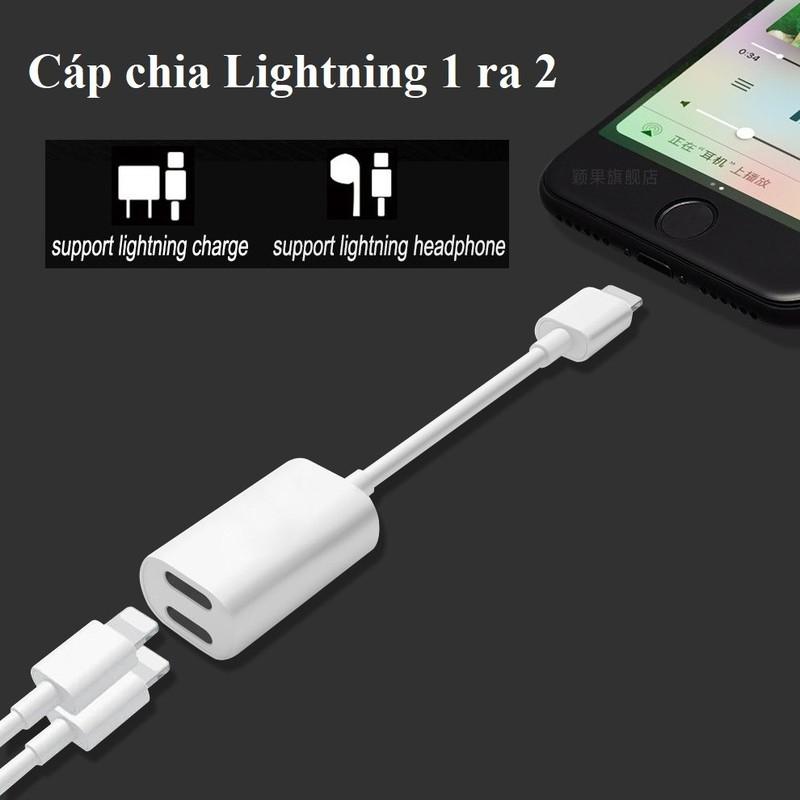 Cáp Lightning 2in1 chia Sạc và Tai nghe cho Iphone