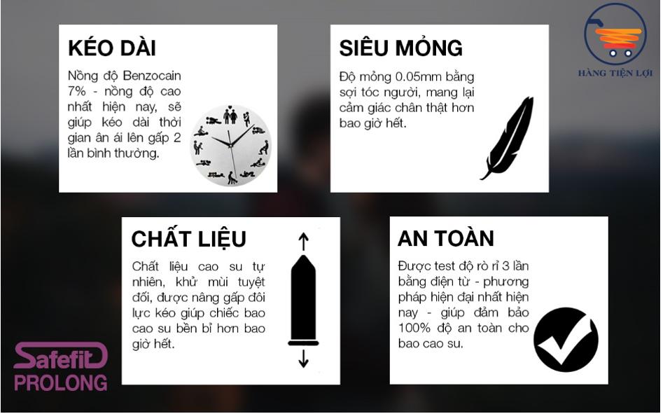 [MUA LỚN TẶNG NHỎ] Bao cao su Siêu mỏng Kéo dài thời gian Safe Fit Over Time - 15 chiếc