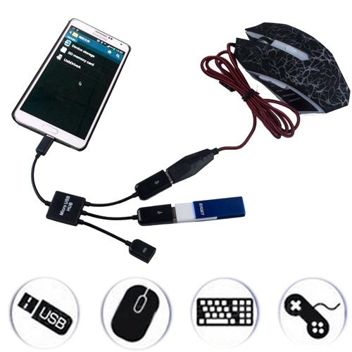 Dual Micro USB Host OTG Hub Adapter Cable For Samsung S4 S5 Tab Note 2 3 4 HTC