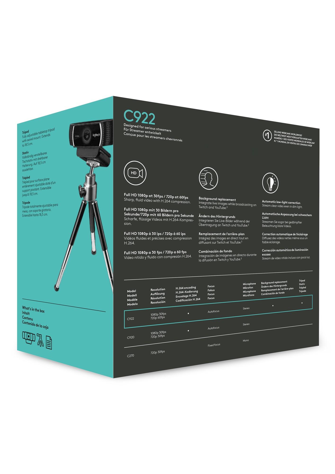Webcam livestream góc rộng Logitech C922 [BH: 02 năm]