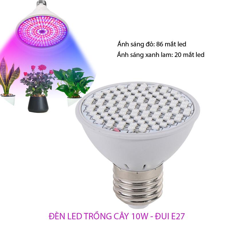 Bóng đèn led trồng cây trong nhà 6W, 10W, 20W đui xoáy E27 vỏ nhựa