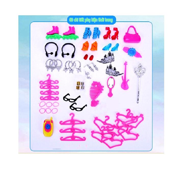 Set Bộ Phụ Kiện Búp Bê 113 Chi Tiết + (Tặng Kèm Búp Bê Chibi + 1 Búp Bê 12 Khớp 30cm)