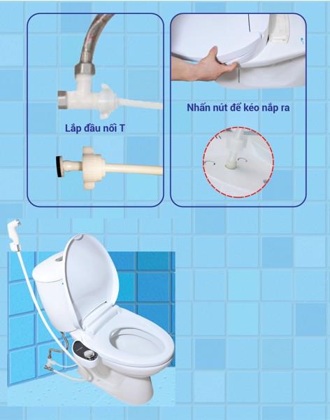 Nắp thiết bị vệ sinh 2 vòi phun Hyundae Bidet HB-9200 (nóng lạnh)