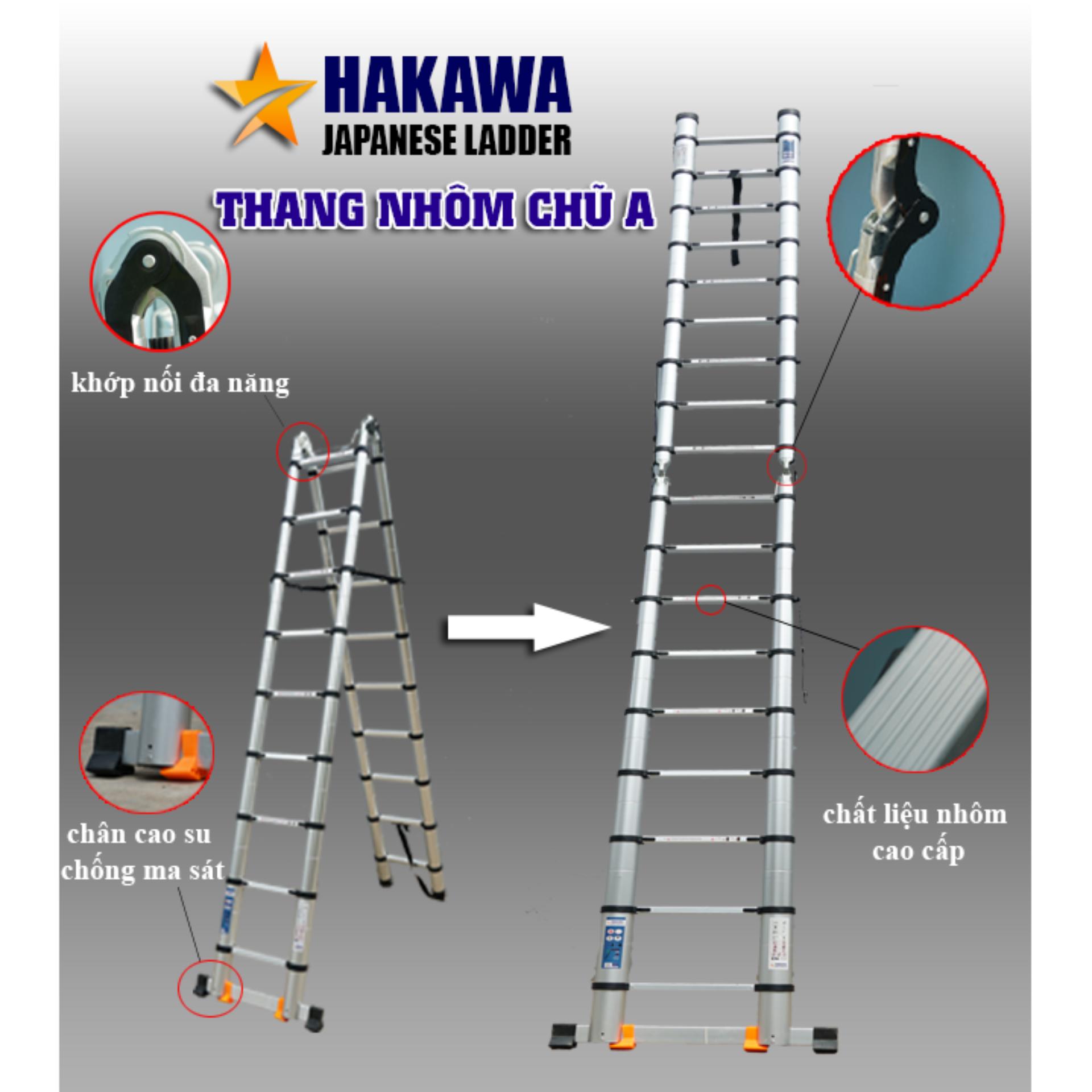 [THANG NHÔM NHẬT BẢN] Thang nhôm rút chữ A HAKAWA HK256 5m6 - Hàng Nhật Bản chất lượng cao , Bảo hành 2 năm