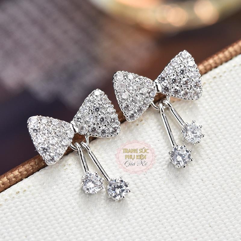 [HCM]Bông tai nữ thời trang Hàn Quốc hình nơ cực xinh HT141 S925