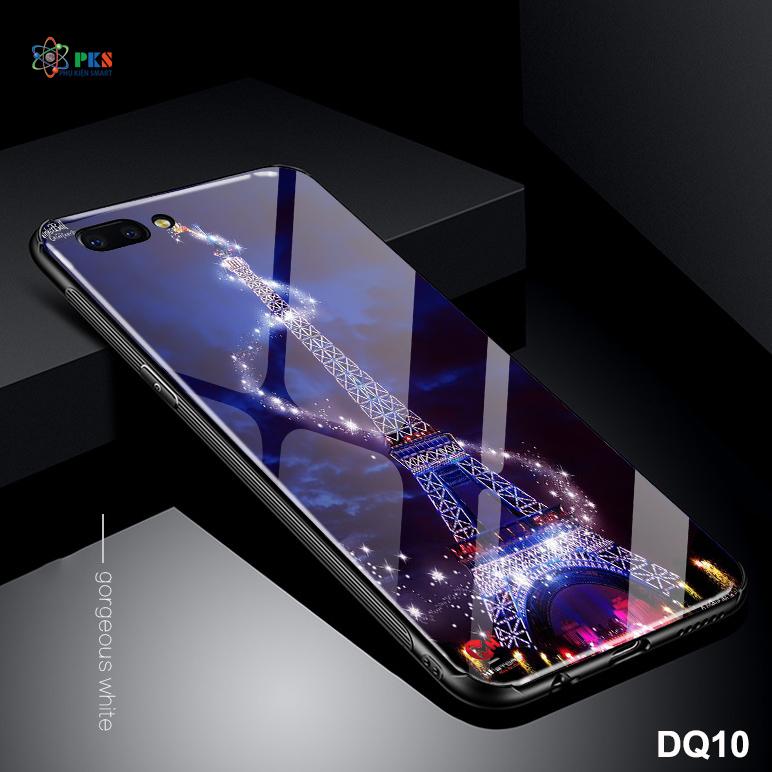 Ốp lưng Iphone 7 Plus / 8 Plus in 3D hình tháp eiffel dạ quang mặt kính sáng bóng