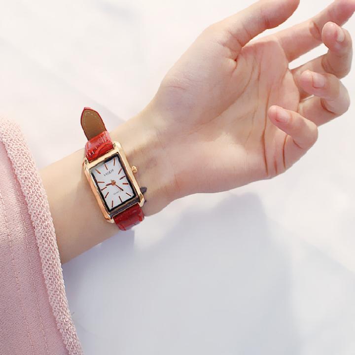 (Extra gift 1 tablets battery worth 20K) đồng watch beautiful ladies that cheap face rectangle