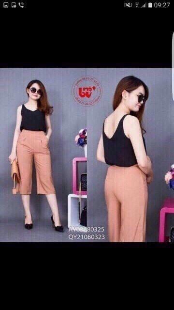 [HCM]Quần thun lụa lửng ống rộng màu đen
