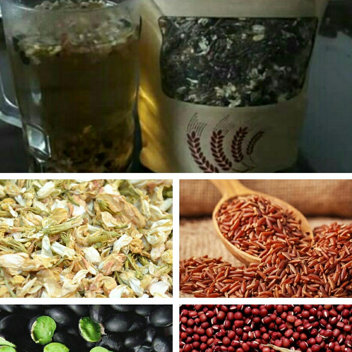 Trà 4 vị gồm: gạo lức, đỗ đen, đỗ đỏ, hoa nhài