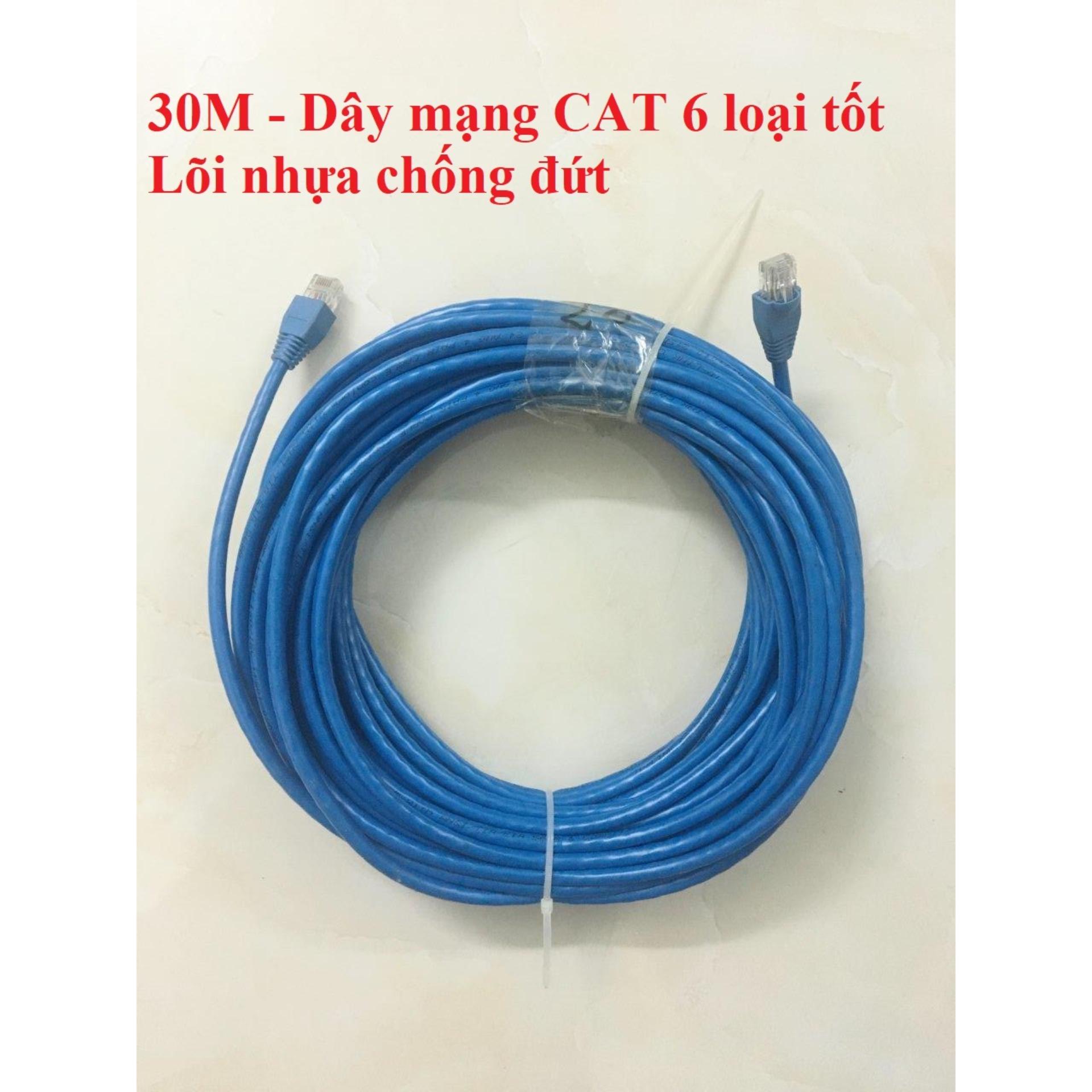 Dây cáp mạng internet/ mạng LAN 30m bấm sẵn 2 đầu (CAT 6 loại tốt)