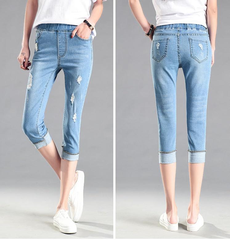 Quần jean lửng nữ lưng thun Quảng Châu Q041
