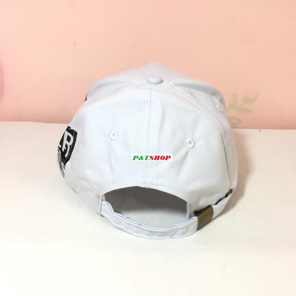 Nón kết thể thao cao cấp (Trắng họa tiết đen)