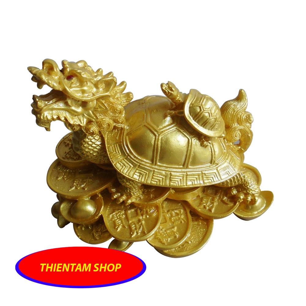 Tượng Long Quy đại phát đá poly vàng