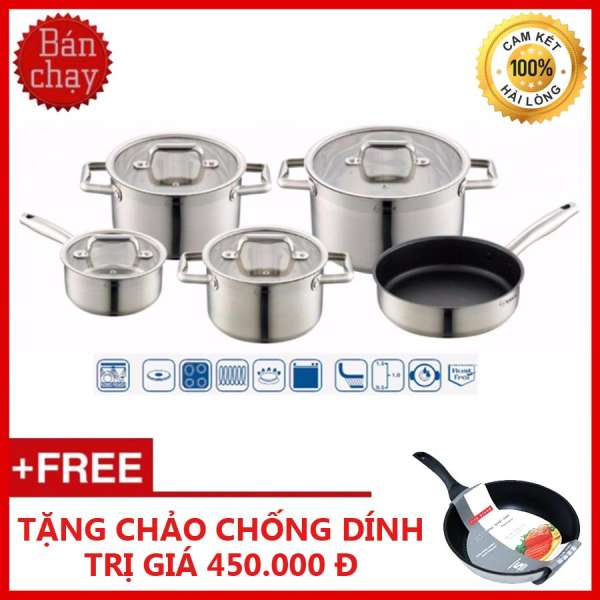 Bộ nồi từ cao cấp Arber 5 chiếc AN - 05I + Tặng Chảo Chống Dính Trị Giá 450.000 VNĐ