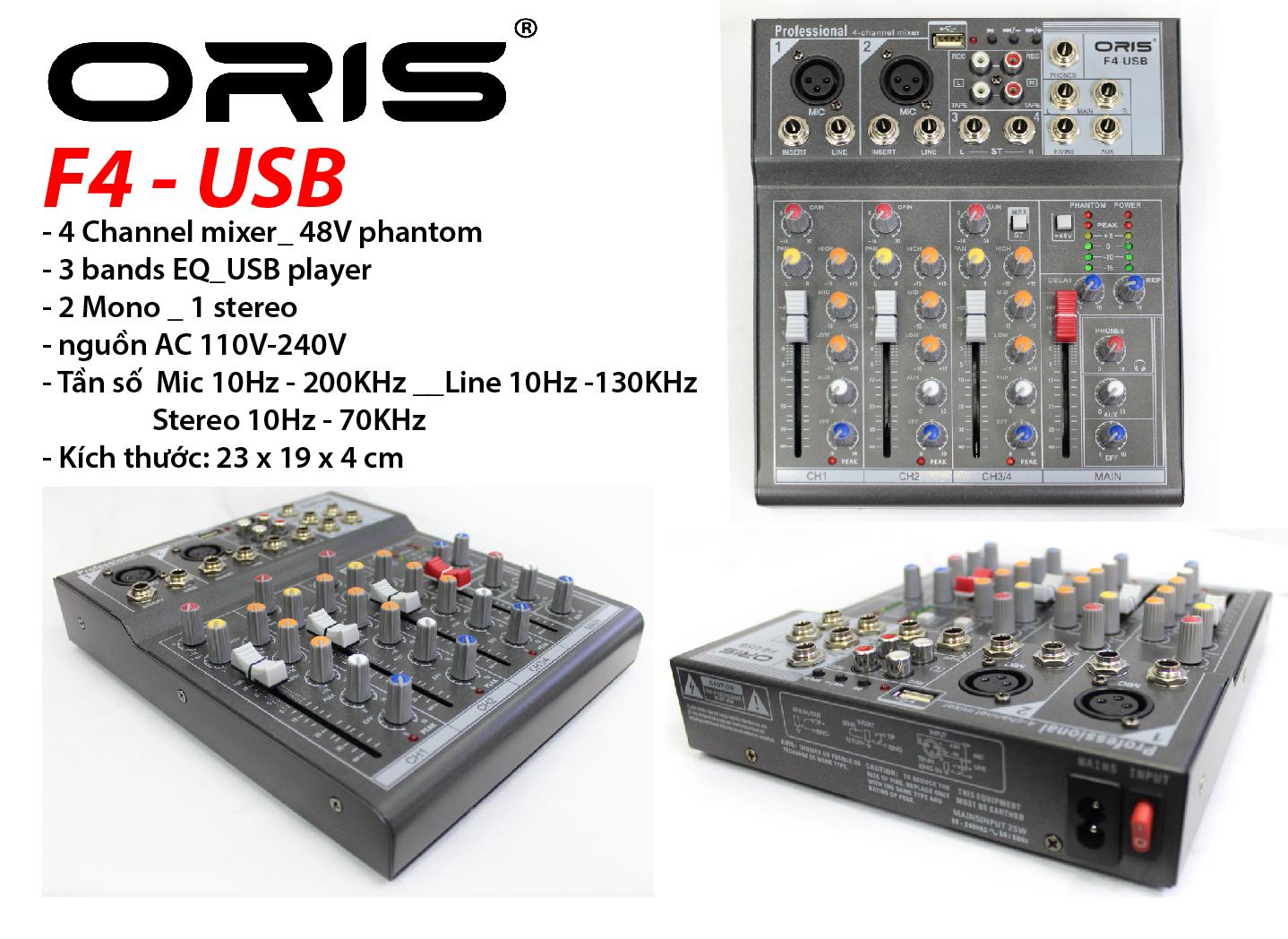 [HCM]BỘ TRỘN ÂM MIXER KARAOKE-LIVE STREAM ORIS F4-USB