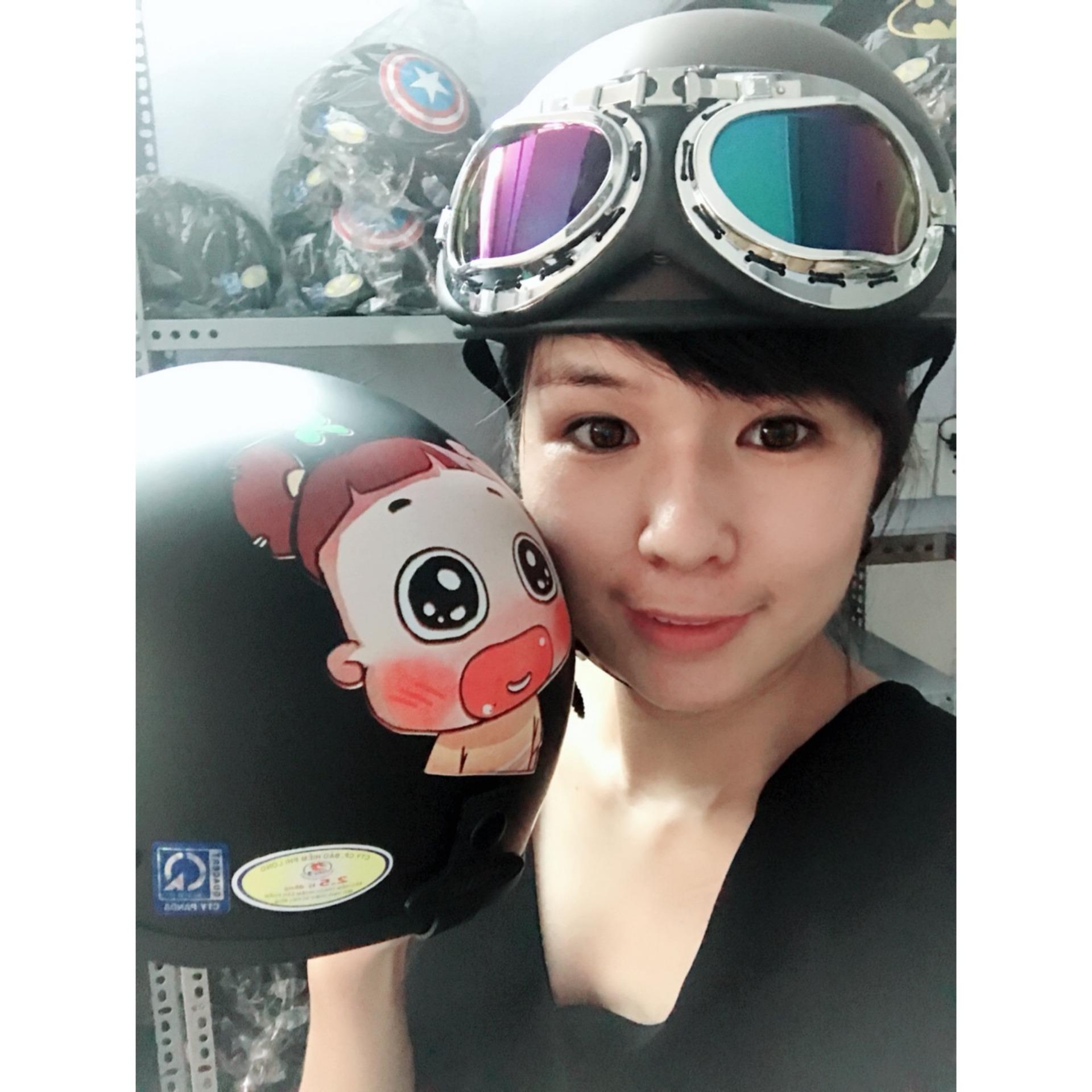 [HCM]Hàng công ty : Compo Mũ đen sơn mờ loại 1 + Kính Phi Công