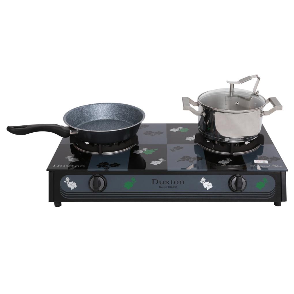 Bếp gas đôi mặt kính kiềng gang Duxton DG-690