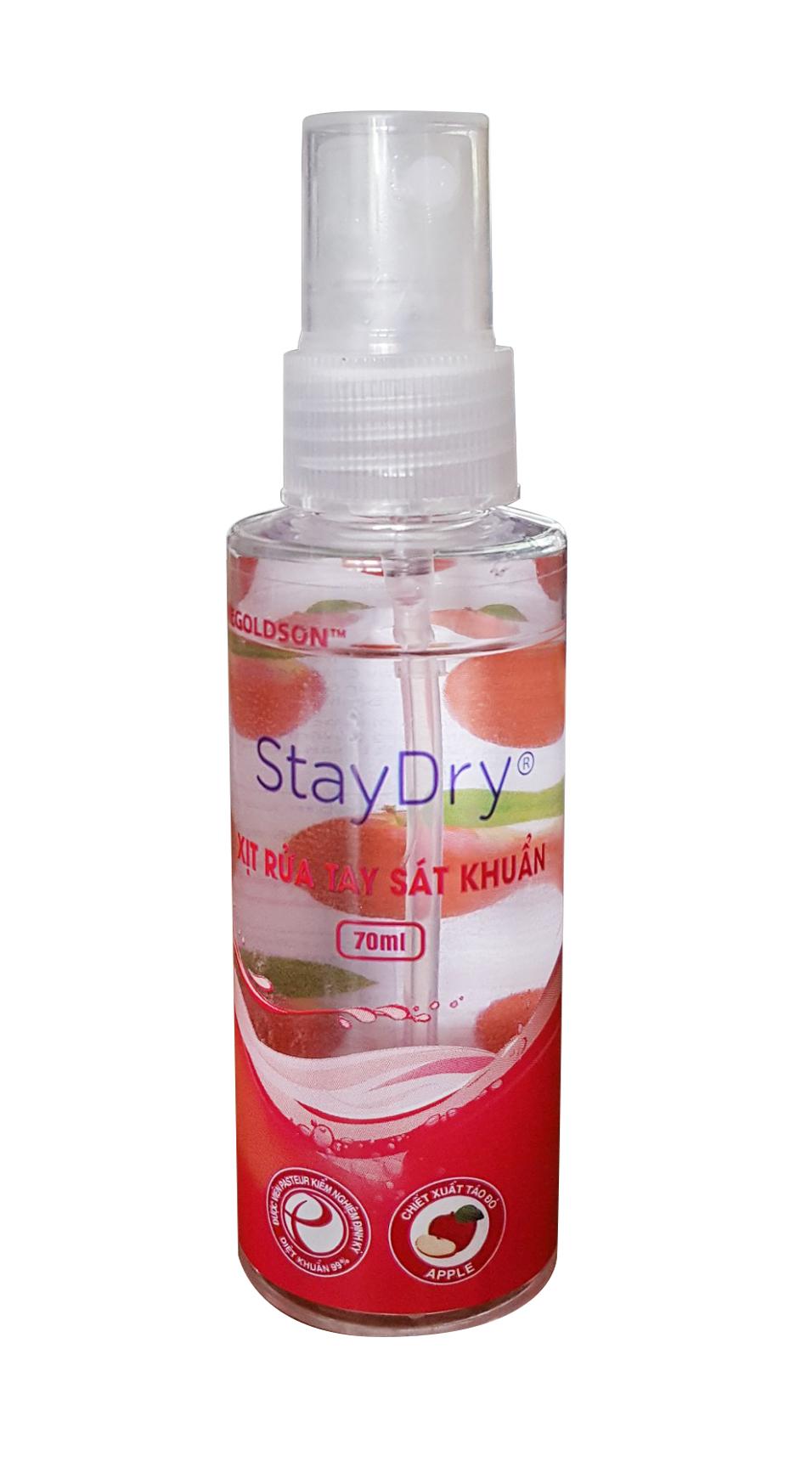 Xịt rửa tay sát khuẩn StayDry 70ml