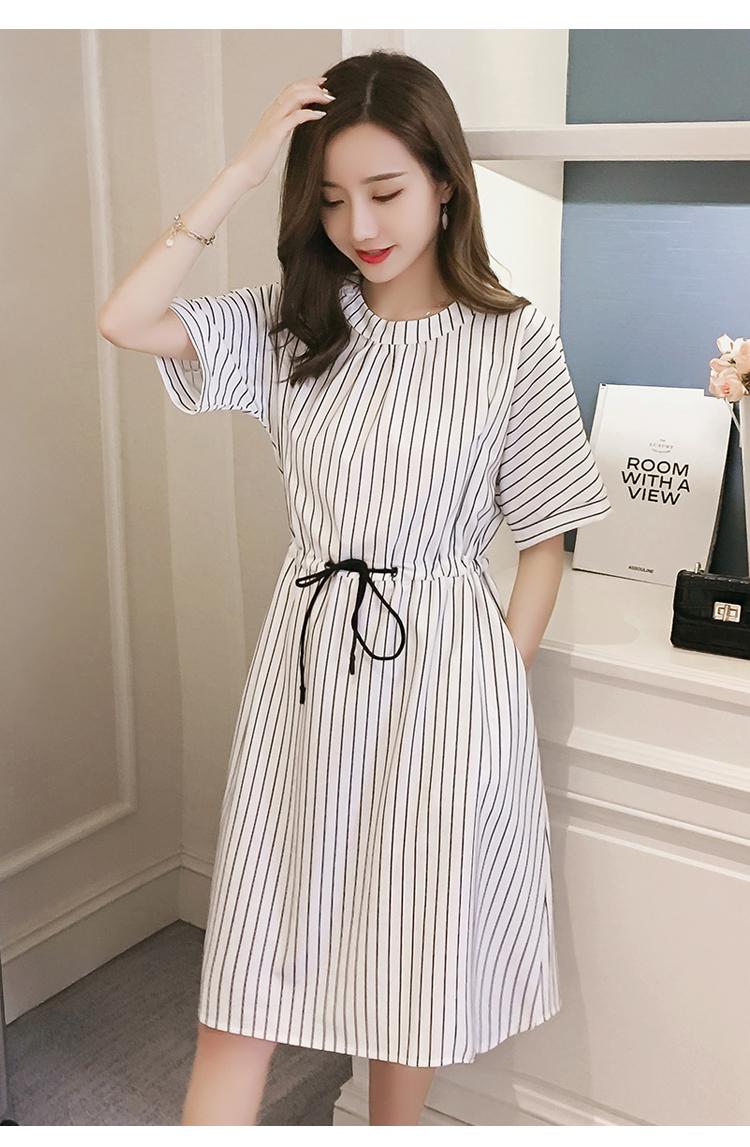 Đầm (Váy) Bầu Thắt Eo Kẻ Sọc