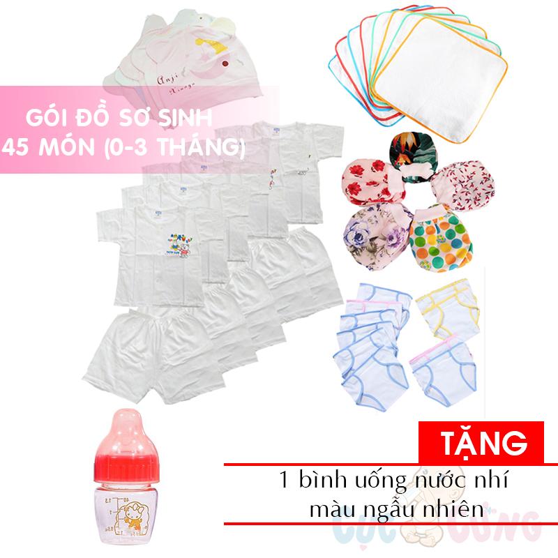 Gói đồ sơ sinh 45 món cho bé GÁI- Baby Chick 0-3 tháng TẶNG  bình sữa nhí 40ml màu ngẫu nhiên