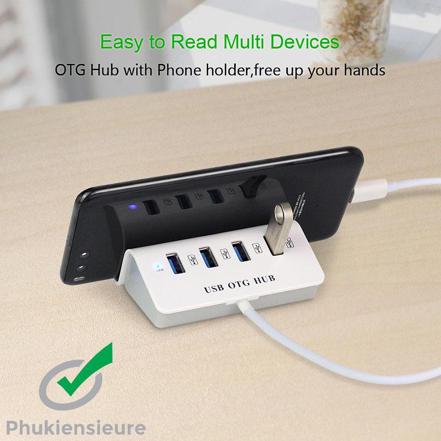 Micro USB OTG HUB 4 Ports USB 2.0 Adapter for Tablet Dock Mobile Phone Hold (Intl:)