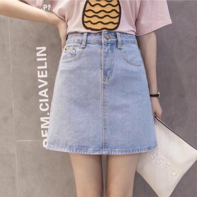 chân váy jean trơn đơn giản
