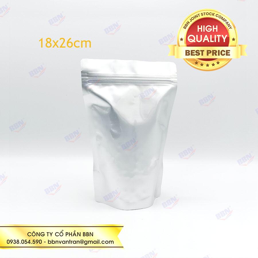 Túi zip đáy đứng 2 mặt bạc 18x26cm (ĐVT kg)
