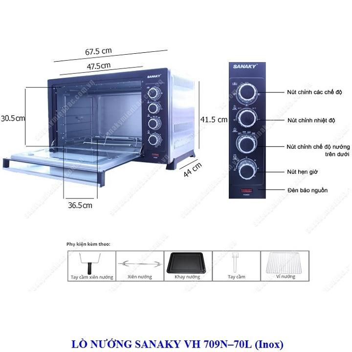 LÒ NƯỚNG SANAKY VH-709N–70L (INOX)