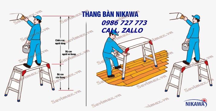 Thang bàn Nikawa NKC-45, thang nhôm bàn cho xây dựng, thang bàn cho thợ sơn sửa nhà