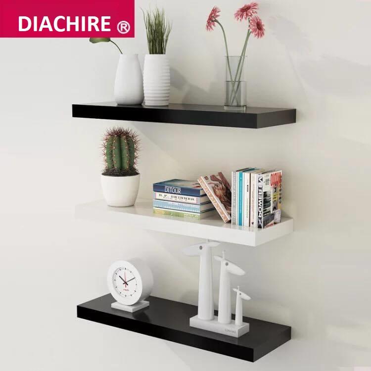 [HCM]Kệ tivi treo tường bộ 3 thanh ngang 40x20cm gỗ lõi xanh Chống ẩm cho phòng khách nhỏ dưới 2m (Đen Trắng)
