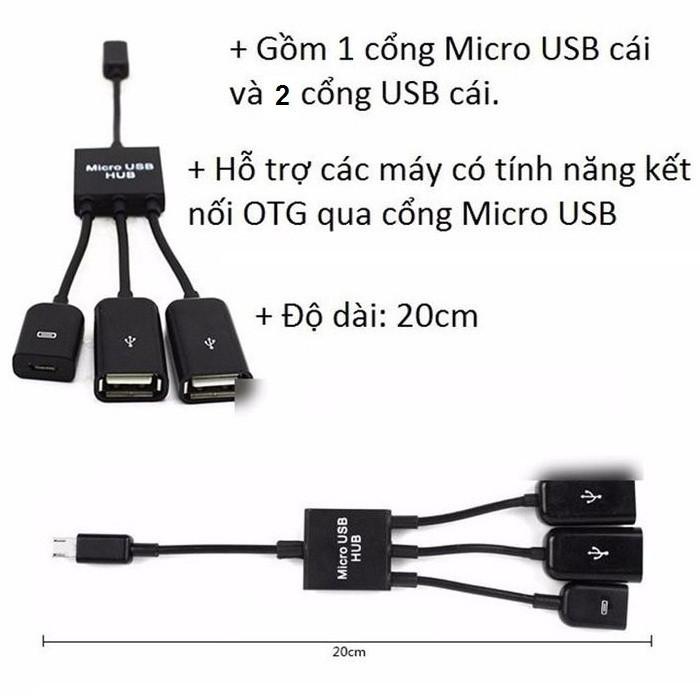 BolehDeals 3in1 Micro USB OTG Hub Host Extension Adapter Cable For Android Phone Tablet - intl