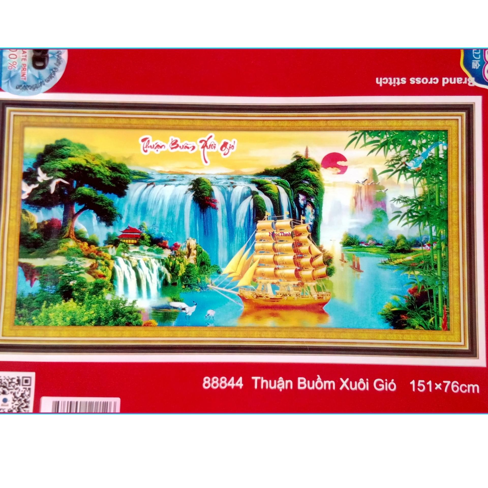Tranh thêu chữ thập thuận buồn xuôi gió DLH-88844-Siêu thị tranh thêu