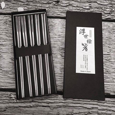 SET 5 ĐÔI ĐŨA INOX 304 ĐẶC RUỘT JAPAN- MẪU TRƠN