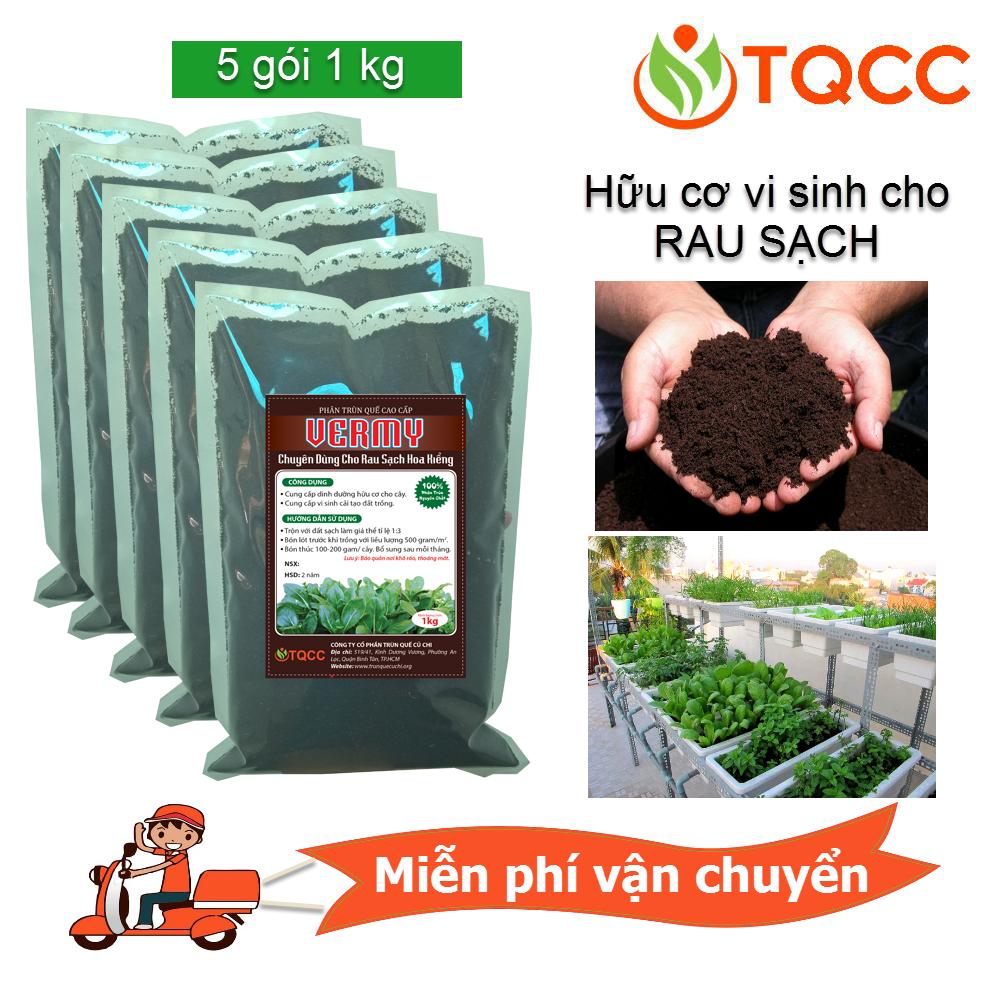 5 gói phân trùn quế cao cấp cho rau sạch và hoa kiểng 1kg