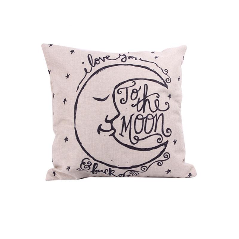 fancydream Vintage Cover I Love You to the Moon and Back Cotton Throw Pillow Cover Throw Pillowcase